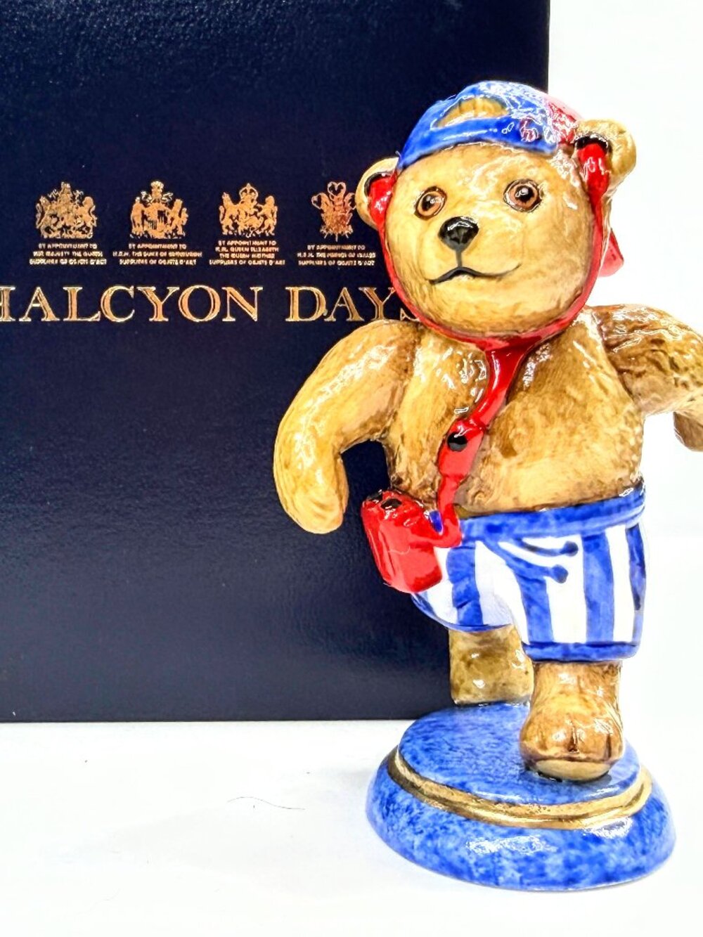 Halcyon Days Playtime Teddy Bear Jogger Figurine England w/ Box A1061